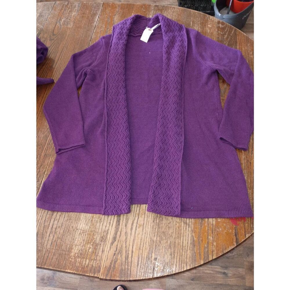 New Leo & Nicole Women's XXL Purple Plum Cardigan Sweater Open Front Knit